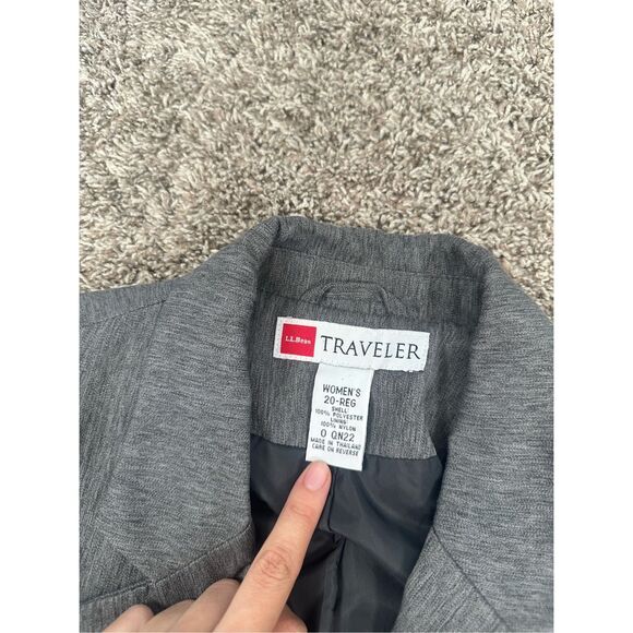 Vintage L.L. Bean Traveler Gray Blazer Jacket Women’s 20 Three Buttons Office - Picture 4 of 14